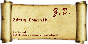 Zárug Dominik névjegykártya